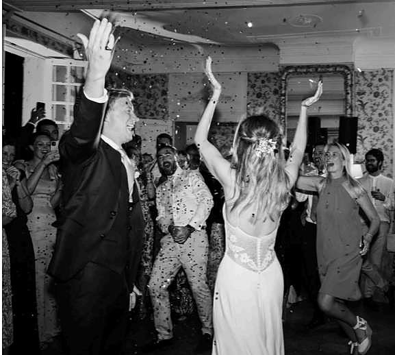 The dance floor under confetti